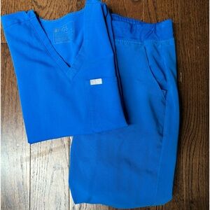 Figs Royal Blue Scrub Set - Top & Bottom